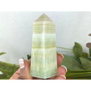Pistachio Calcite Tower - 3.2" Pistachio Calcite Generator - Green Caribbean